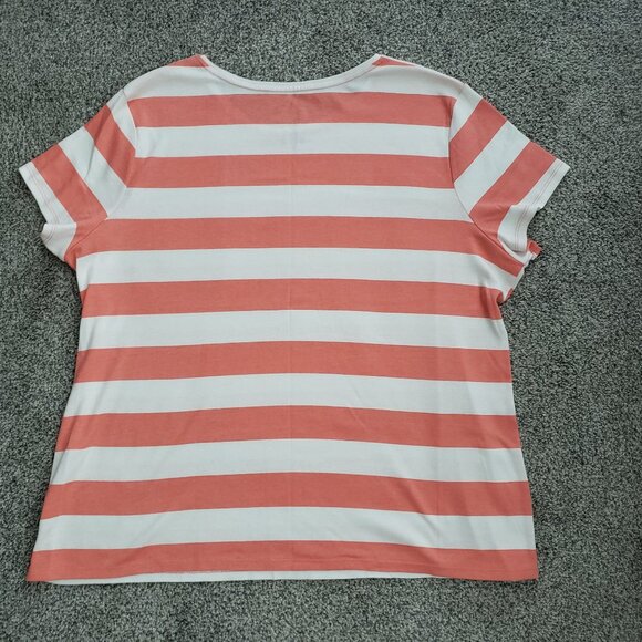 ***Croft Barrow Women's XXL  Orange White Striped  Short Sleeved Crew neck …** - Picture 2 of 7